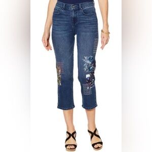 DG2 by Diane Gilman Stretch Embroidered Cropped Jean